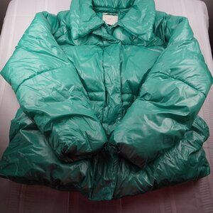 A New Day Jacket Womens XL Green Puffer Water Resistant Winter Coat Warm Zip